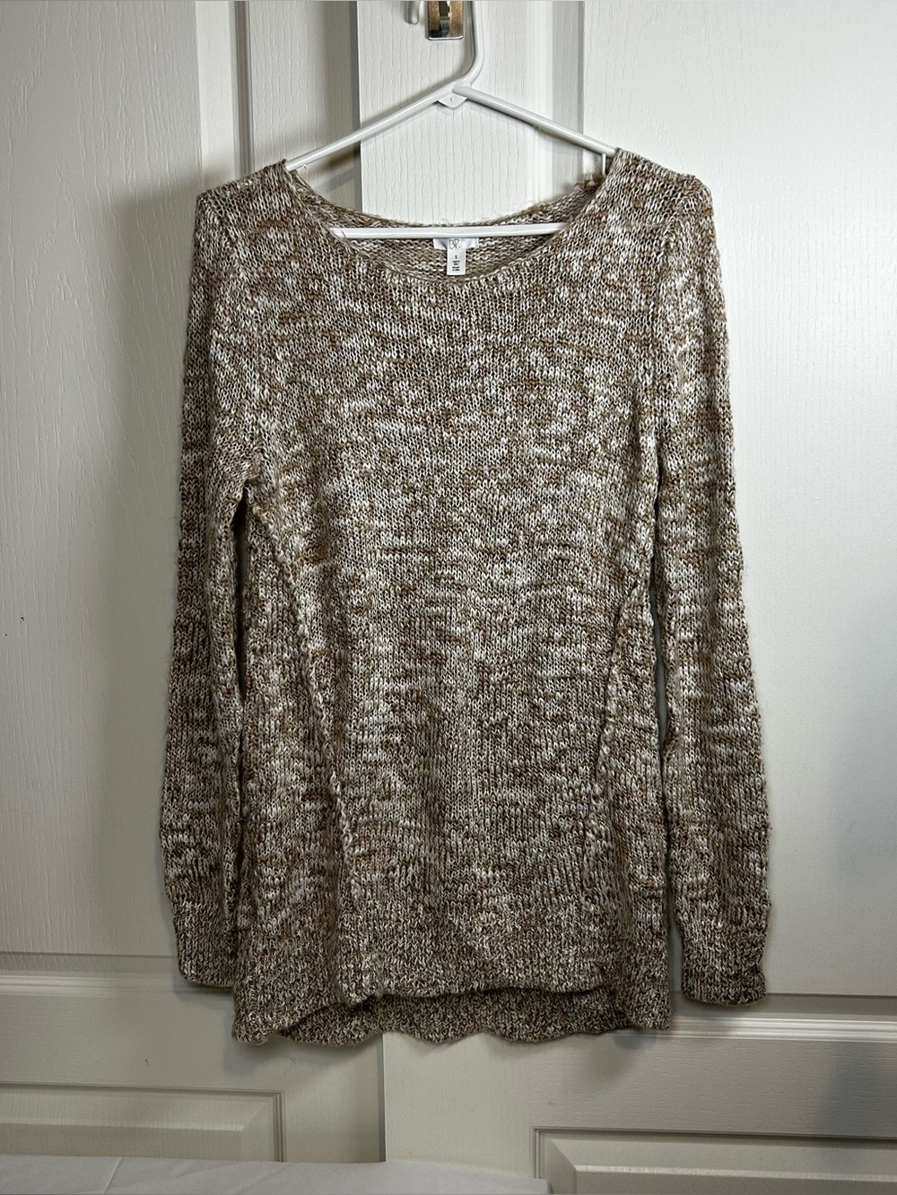 BP. Nordstrom Marled Open Knit Forward Seam Pullover Sweater - Neutral Small